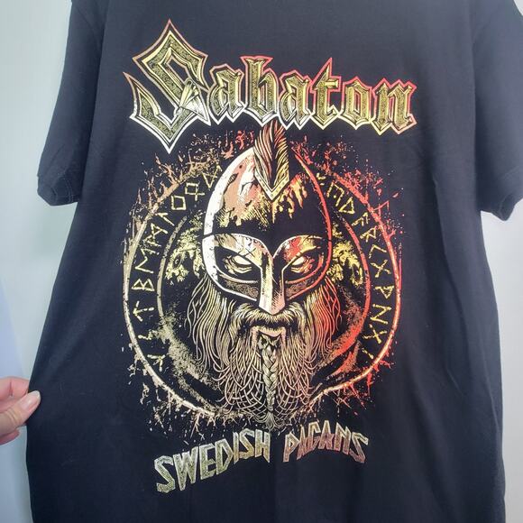 Sabaton Mens XXL Swedish Pagans Print T Shirt - Picture 3 of 8